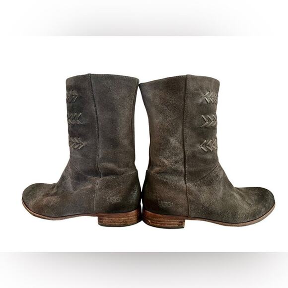 UGG Australia 3282 Cailyn Western Mid Calf Brown Suede Distressed Boot‎ sz 9 - Picture 7 of 13